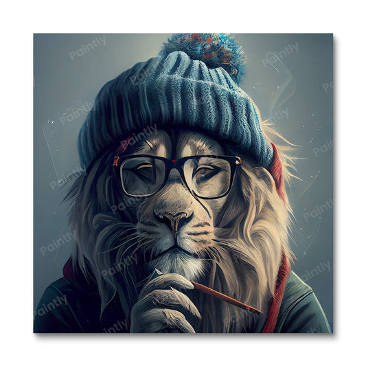 Hipster Leeuw III (Diamond Painting)
