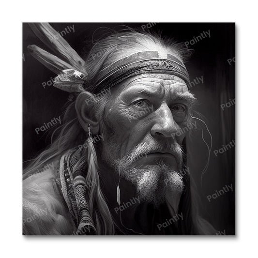 B&W Rode Indiase Leider (Diamond Painting)