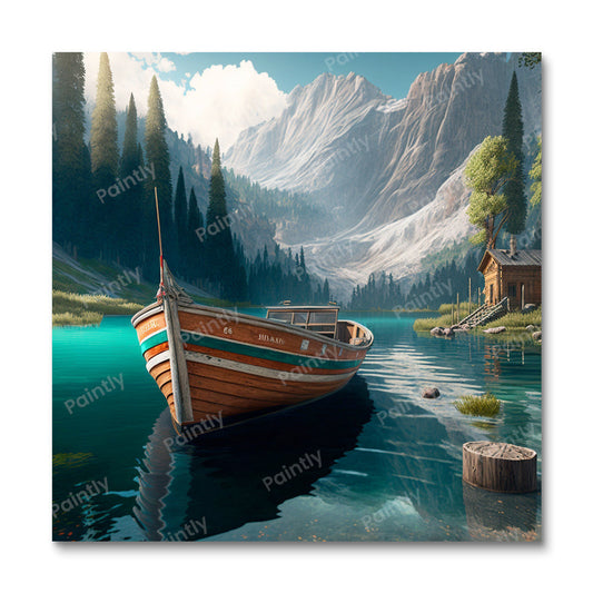Braies-meer, Italië II (diamond painting)