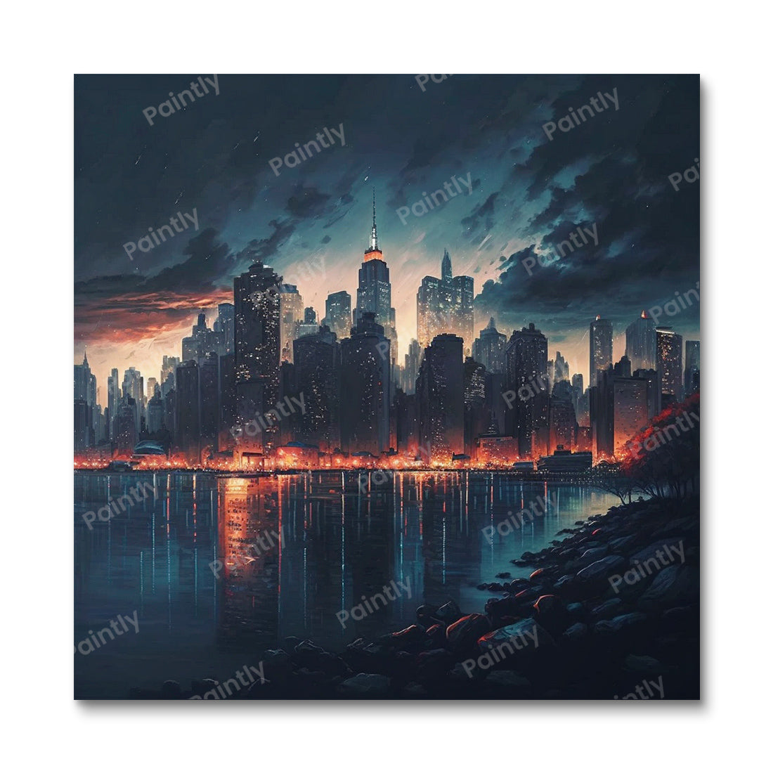 New York bij nacht (diamond painting)