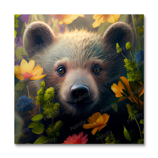 Bloemen Beer Welp I van Kian (Diamond Painting)