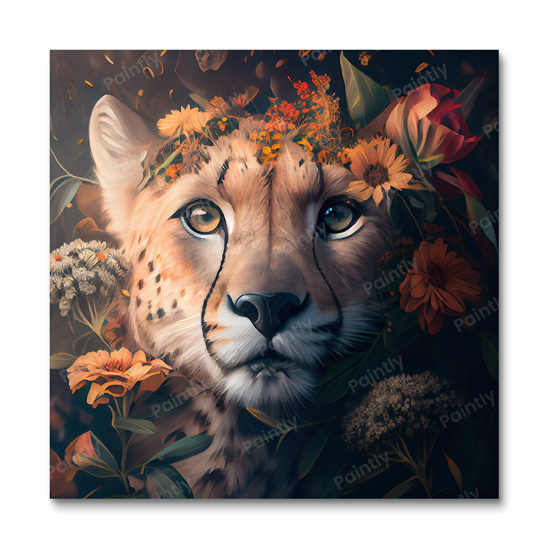 Floral Cheetah I van Kian (Diamond Painting)