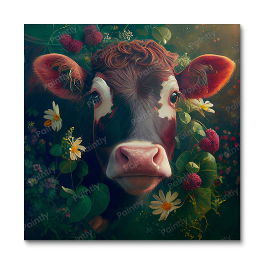 Floral Cow I van Kian (diamond painting)