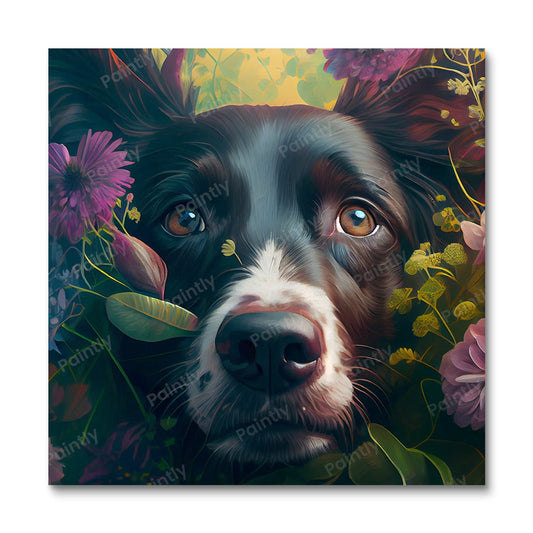Floral Dog I van Kian (diamond painting)