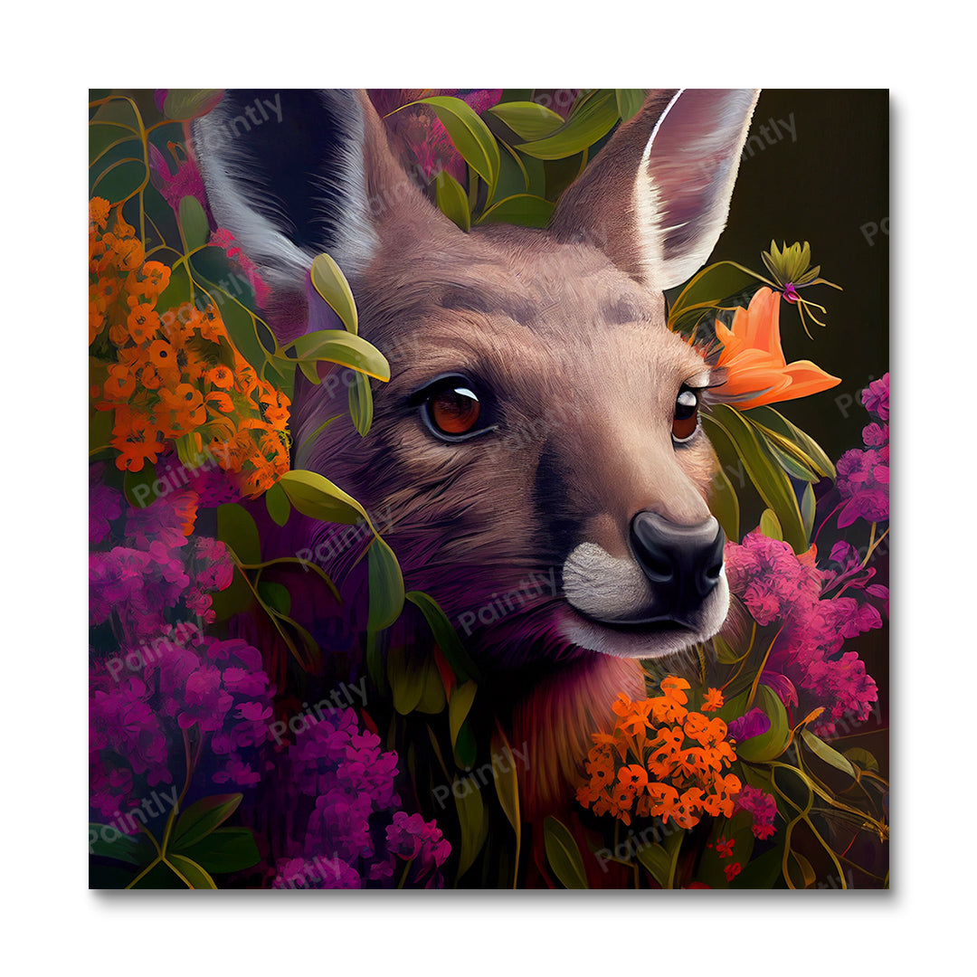 Floral Kangaroo II van Kian (Diamond Painting)