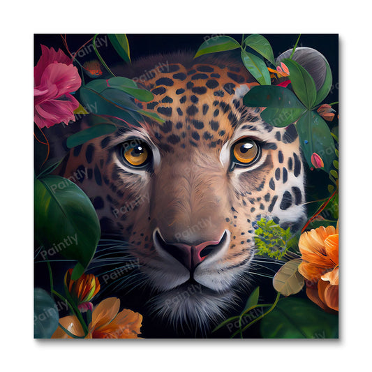 Floral Leopard I van Kian (diamond painting)