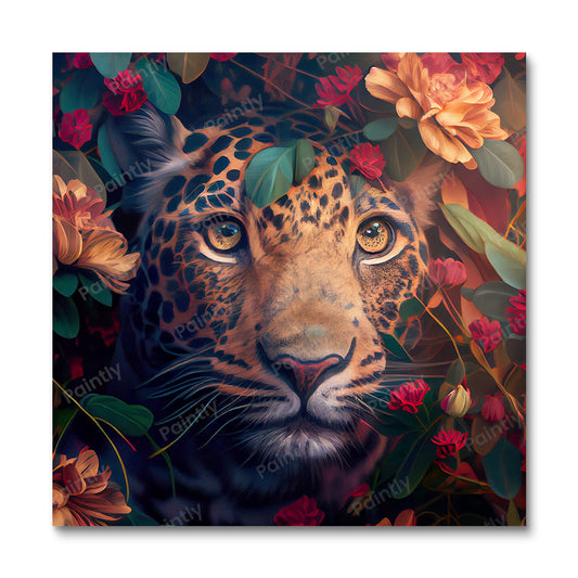 Floral Leopard II van Kian (diamond painting)
