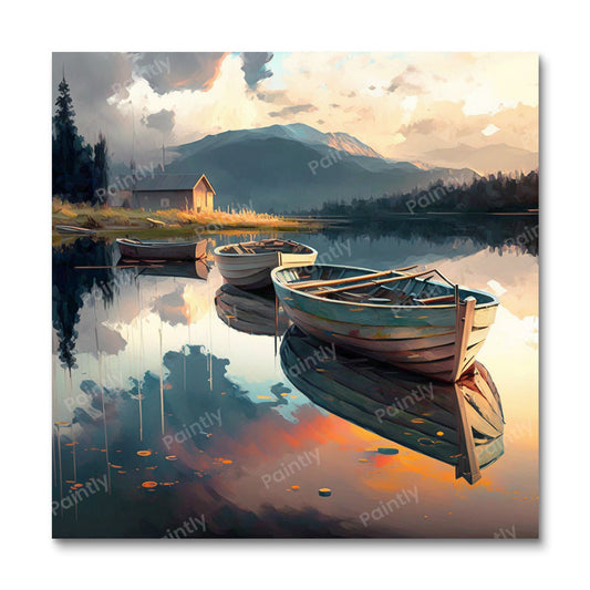 Braies-meer, Italië VI (diamond painting)