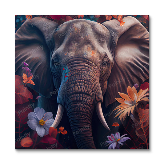 Floral Elephant I van Kian (Diamond Painting)