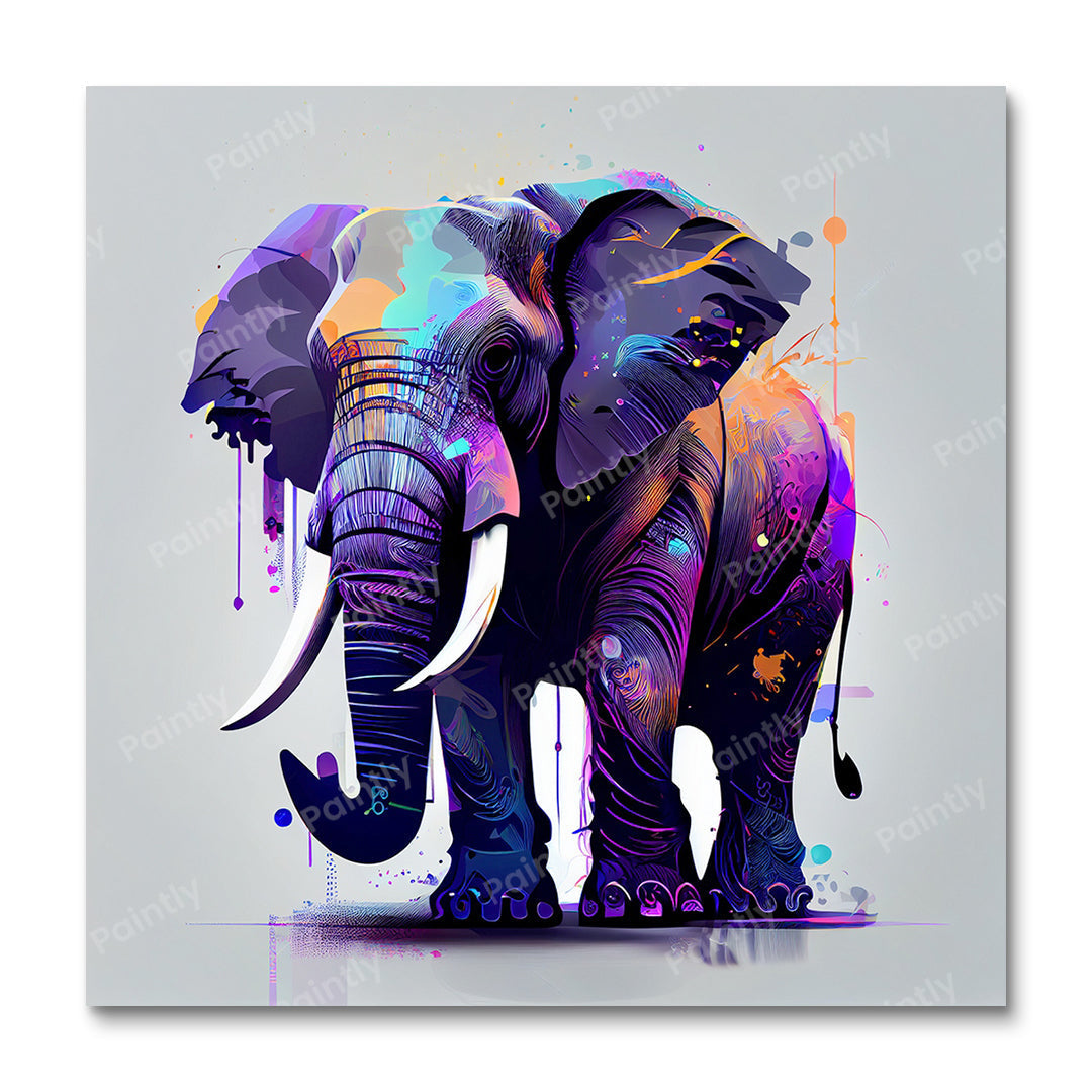 Paarse olifant (diamond painting)