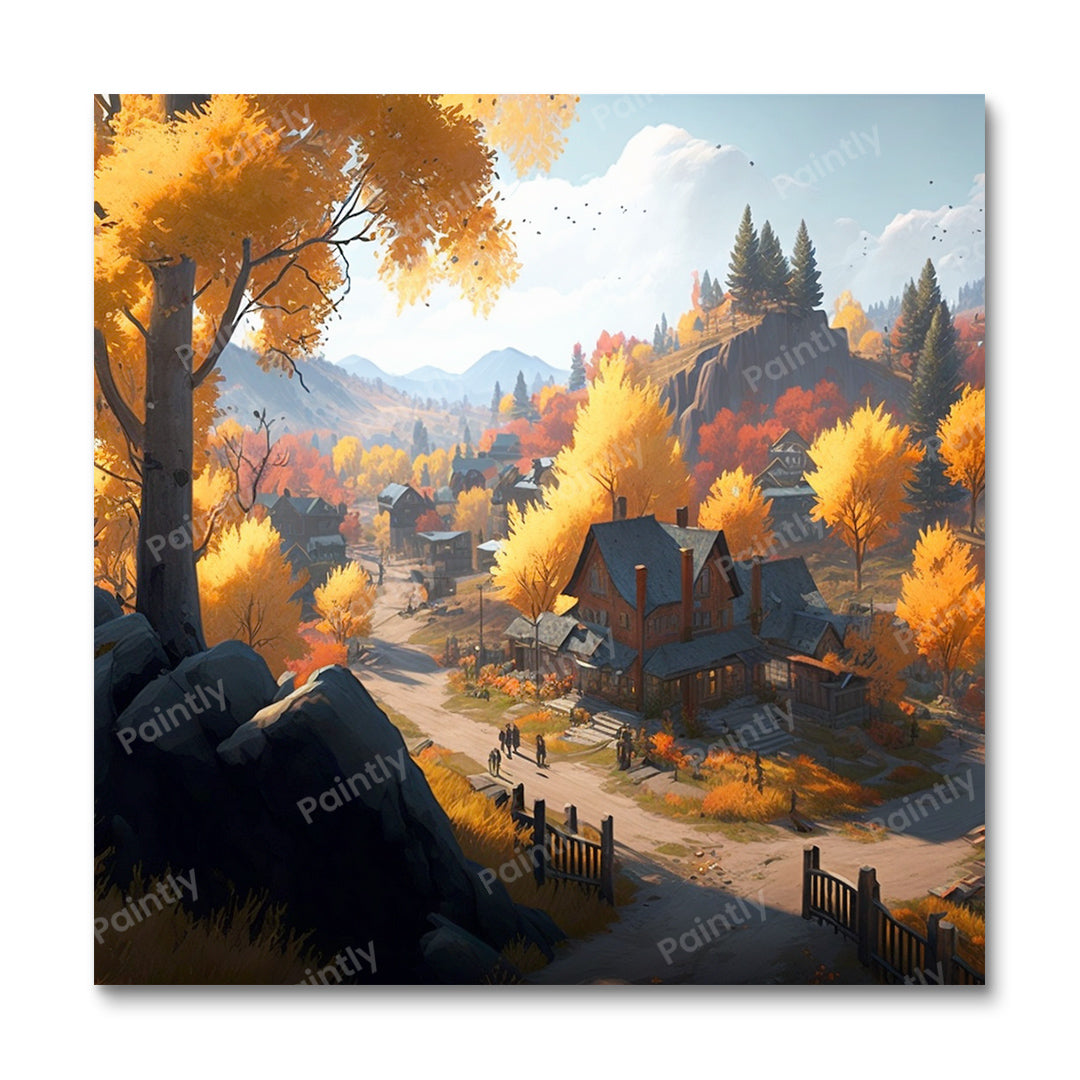 Sierlijke gouden herfst (diamond painting)
