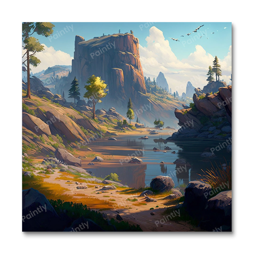 Stroom bij de Canyon (Diamond Painting)