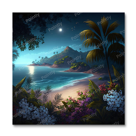 Maanverlichte Tropische Bliss IV (Diamond Painting)