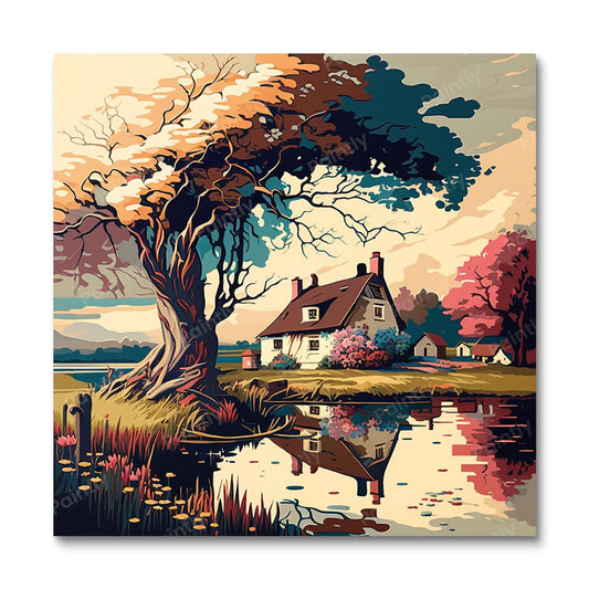 Herfst Cabin (Diamond Painting)