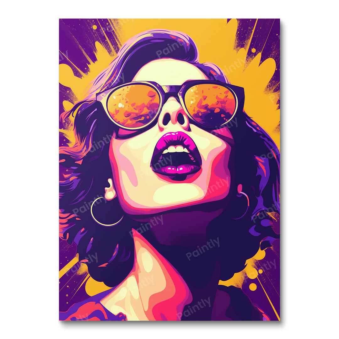Pop-art meisje in tinten I (diamond painting)