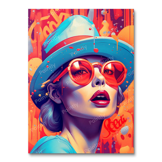 Pop-art meisje in tinten III (diamond painting)