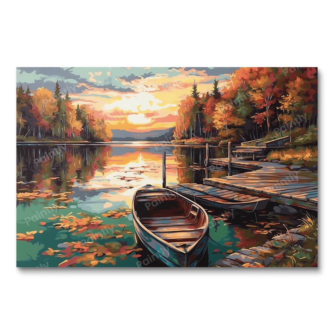 Boot te midden van herfstpracht (diamond painting)