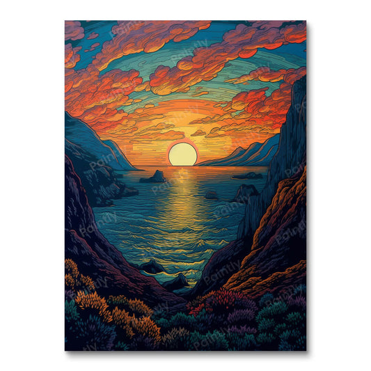 Surrealisme bij zonsondergang (diamond painting)