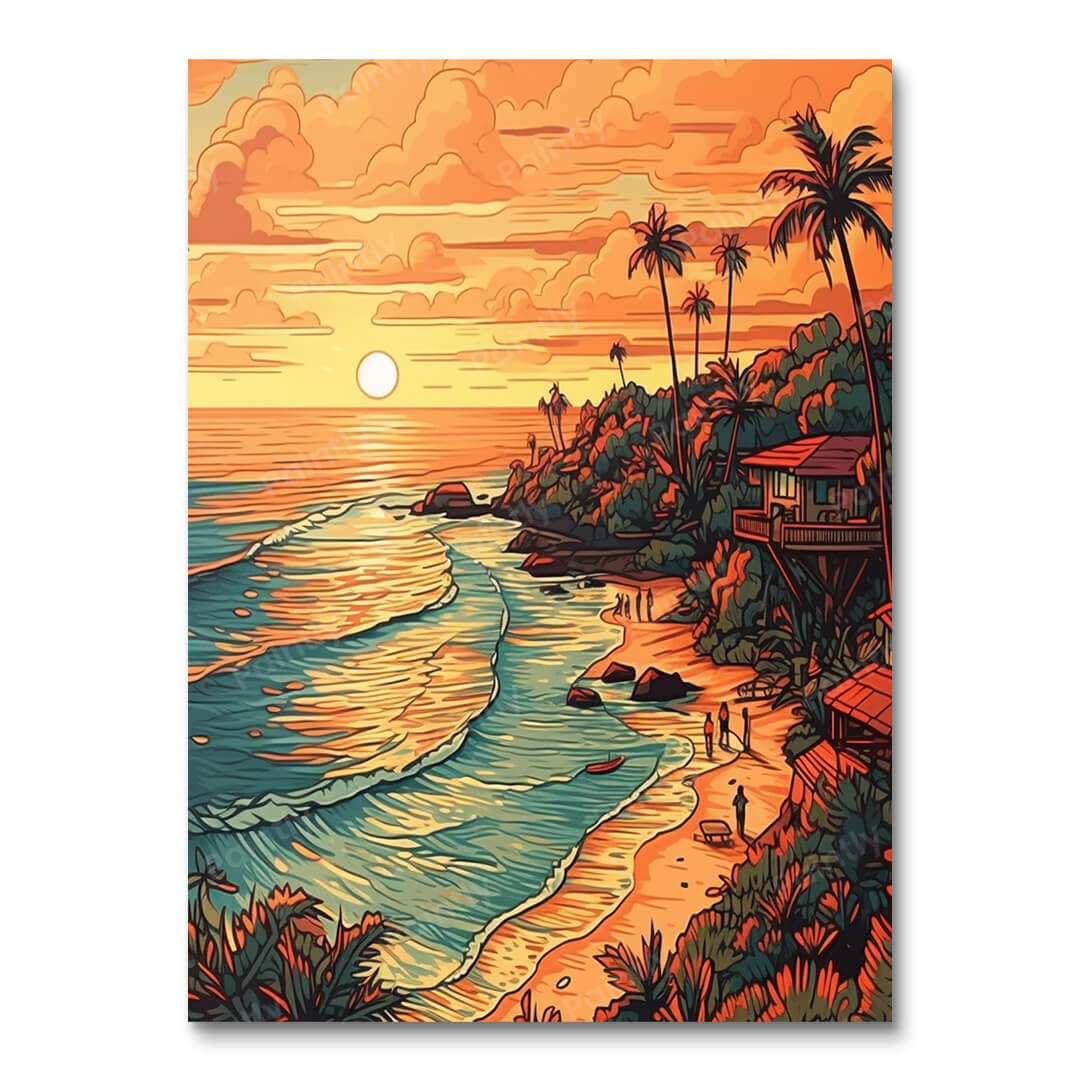 Zonsondergang Kustlijnen (Diamond Painting)