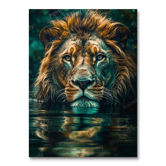 Ondergedompelde leeuw (diamond painting)