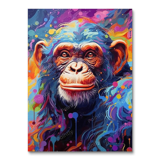 Psychedelische chimpansee I (diamond painting)