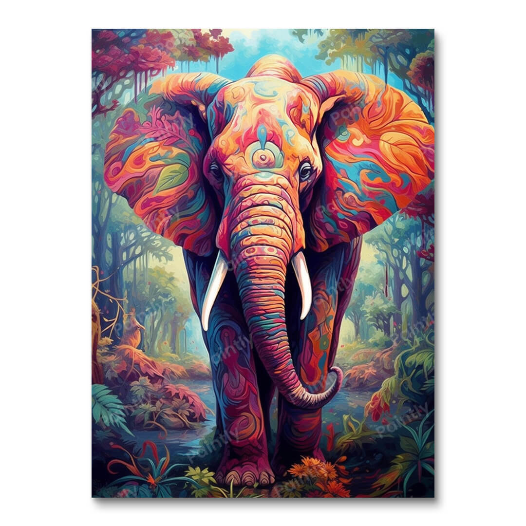 Psychedelische Olifant II (Diamond Painting)