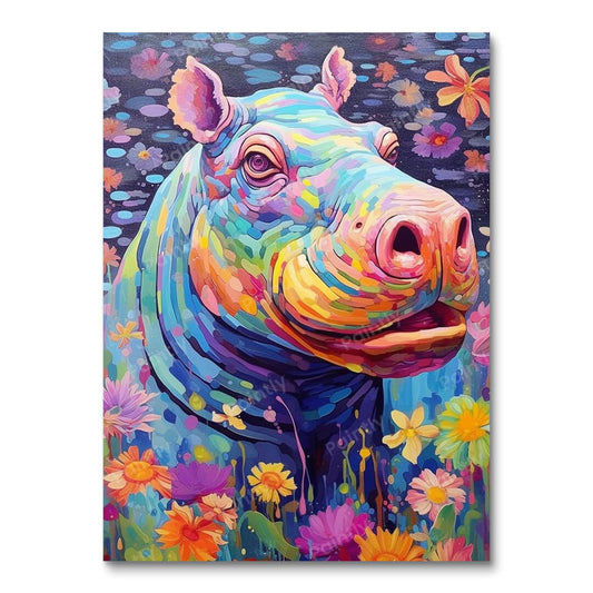 Psychedelisch Nijlpaard III (Diamond Painting)