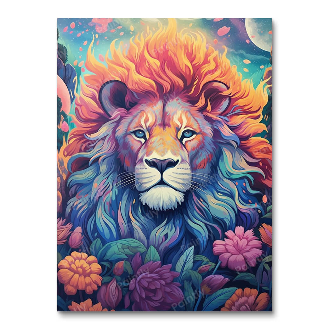 Psychedelische Leeuw IV (Diamond Painting)