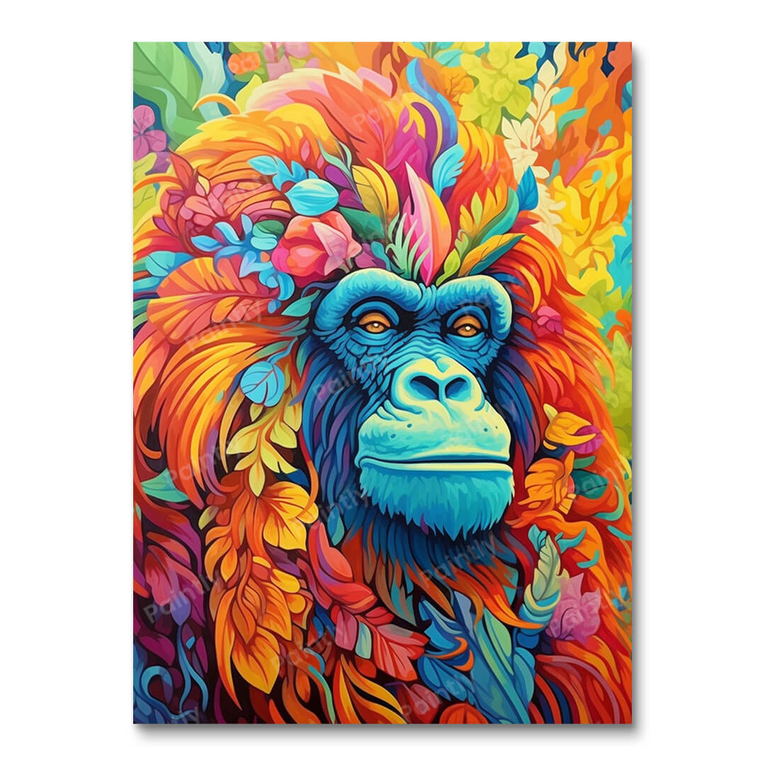 Psychedelische orang-oetan II (diamond painting)