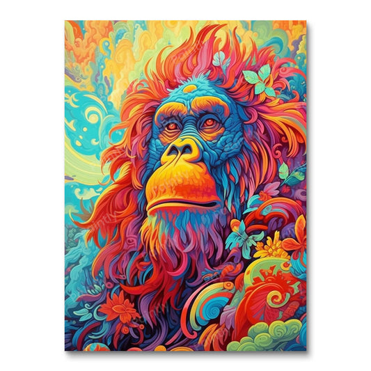 Psychedelische orang-oetan I (diamond painting)