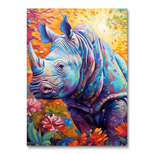 Psychedelische neushoorn I (diamond painting)