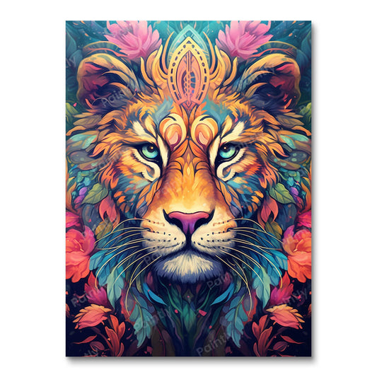 Psychedelische Leeuw I (Diamond Painting)