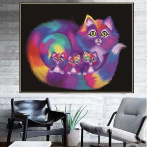 Abstracte moeder kat met kittens - 3