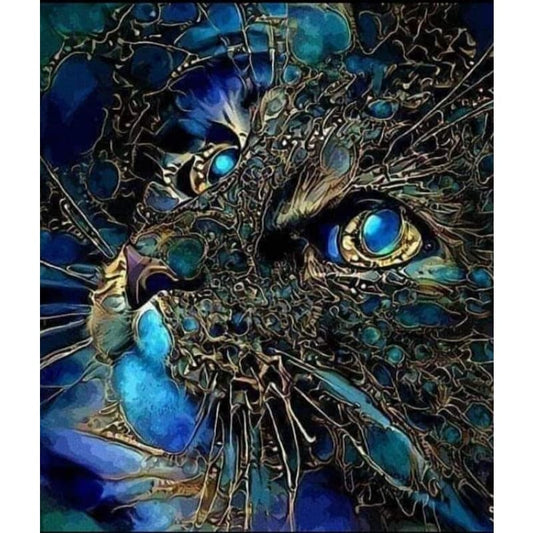 Abstracten blauwe kat - 2