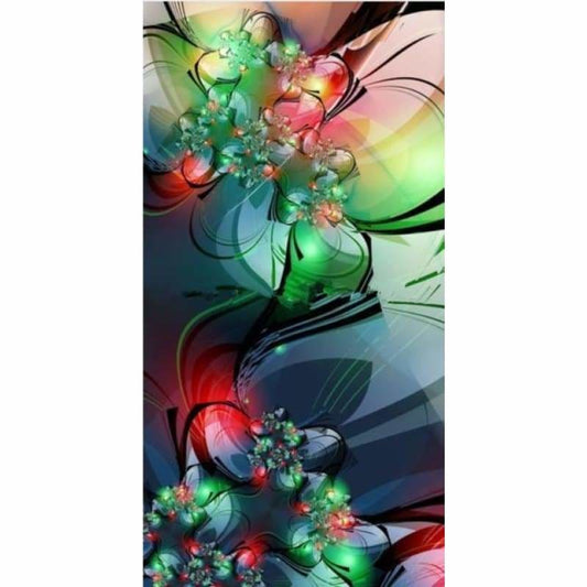 Abstracten rode en groenen bloemen - 9