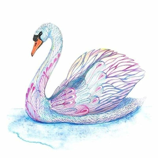 Abstracten zwaan met kleurrijke veren
