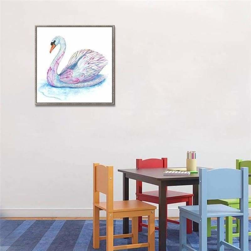 Abstracten zwaan met kleurrijke veren