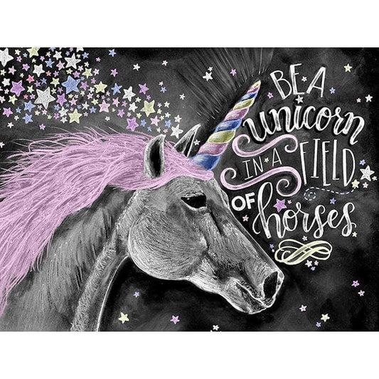 Being unicorn in a field of horses - 40x50cm (Minimaal