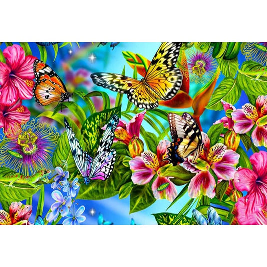 Bloemen - Vlinders - 20x25cm / Vierkant - Bloemen & Planten