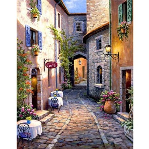 Café In Straatje | Diamond Painting