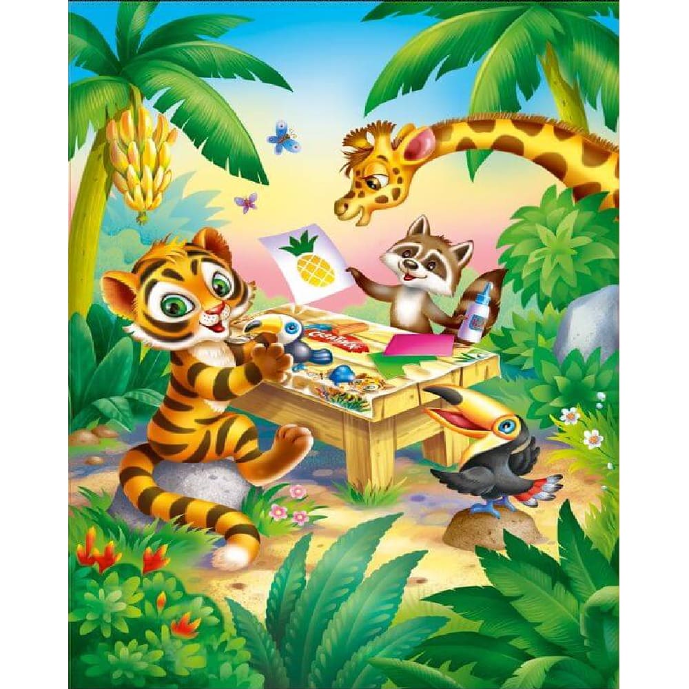 Dieren in de jungle - 20x25cm / Vierkant - Kinderen