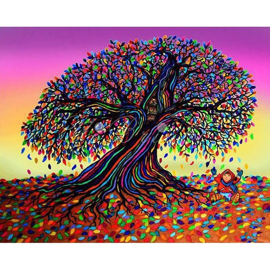 DIY Diamant Schilderij - Boom Regenboog PIX-583 - Diamond