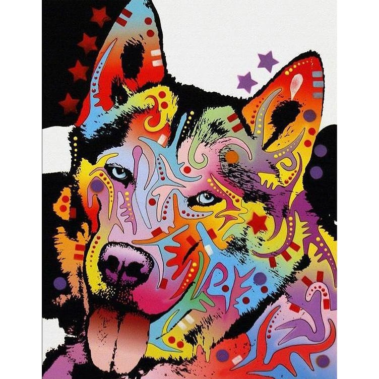 DIY diamant schilderij - Husky kleuren PIX-614 - Diamond 