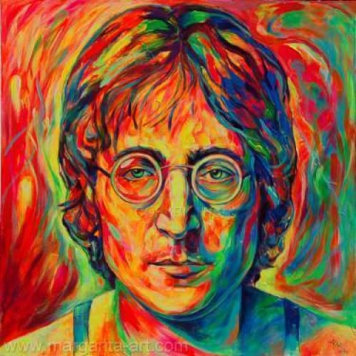 DIY diamant schilderij - John Lennon kleuren PIX-390 - 