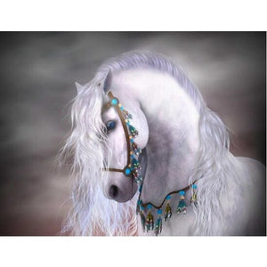DIY diamant schilderij - paard witte nacht PIX-291 - Diamond