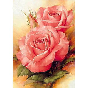 DIY diamant schilderij - roze bloem PIX-85 - Diamond 