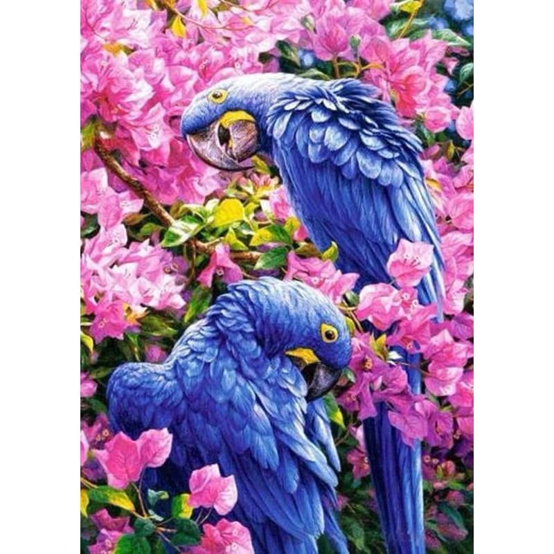 DIY Diamond Painting - Bloemen in de twee papegaaien PIX-89 