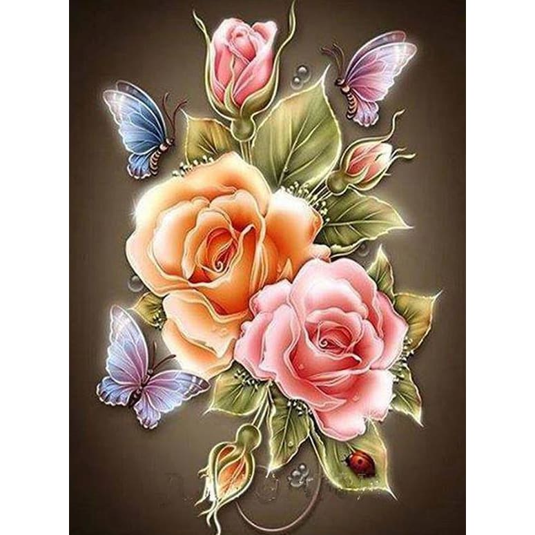 DIY Diamond Painting - Bloemen Vlinder Roos Hars PIX-54 - 