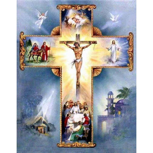 DIY Diamond Painting - Christelijk kruis Jezus Christus 