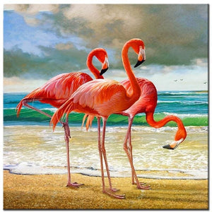 DIY Diamond Painting - Flamingo’s aan zee PIX-503 - Diamond 